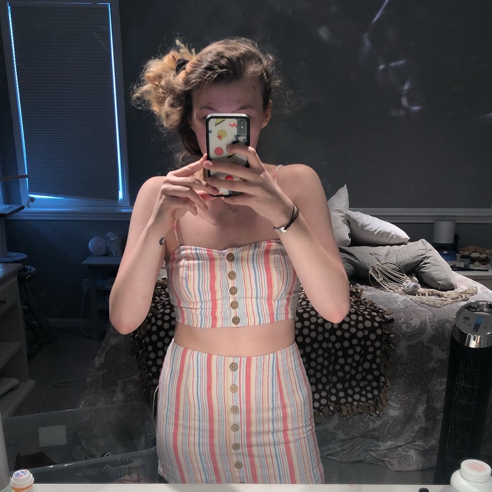 *top* Forever 21 Pastel Striped Top